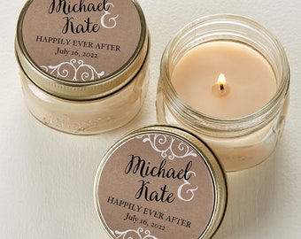 Rustic Bridal Shower Personalized Mason Jar Candle Favors