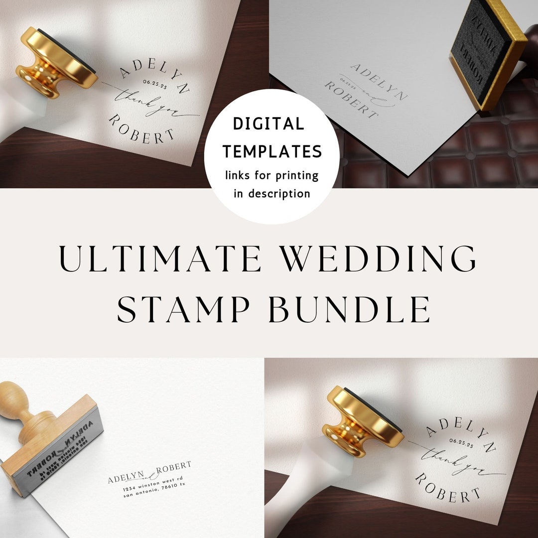 Monogram Wedding Stamp Template, Wedding Embosser Template, Custom