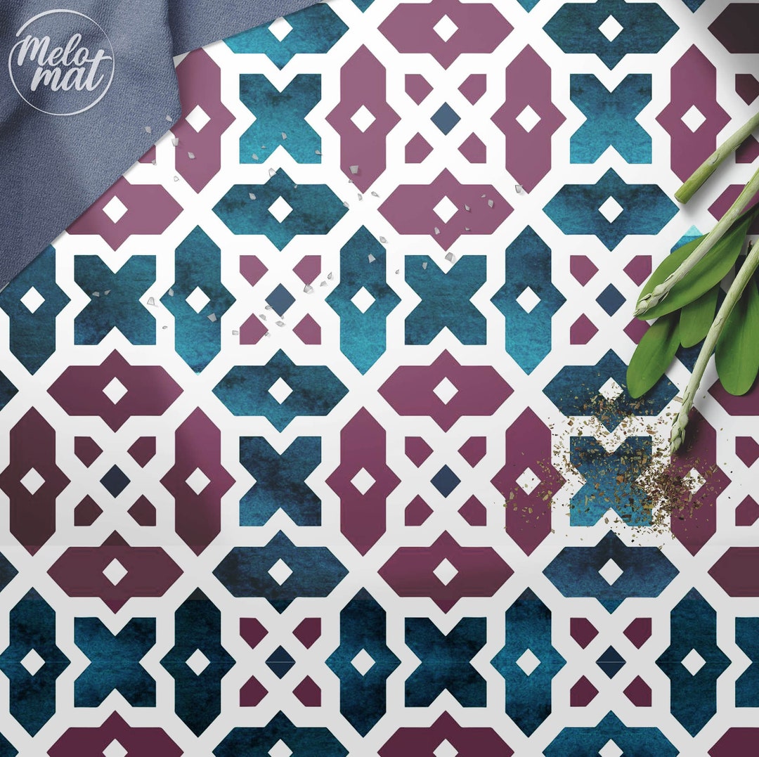 Agra Vinyl Flooring in Rolls Pink Vinyl Floor Covering Blue Etsy