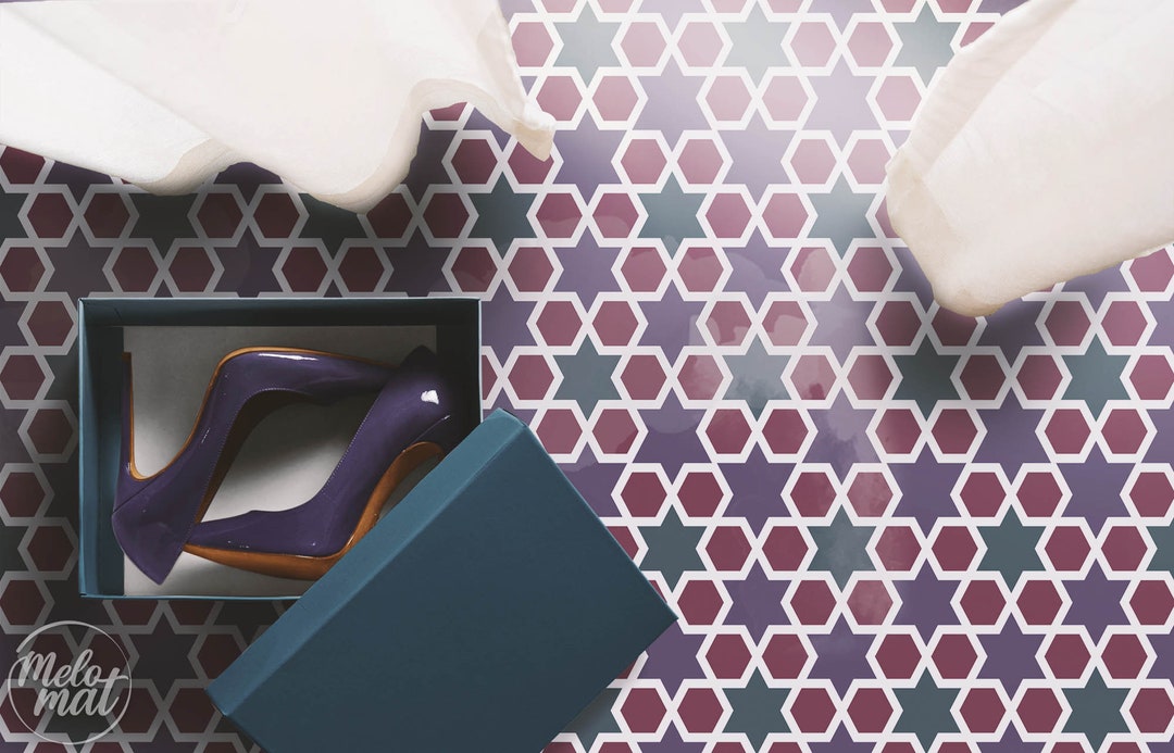 Star Vinyl Flooring for Bathroom, Purple Vinyl Floor Covering, Gray