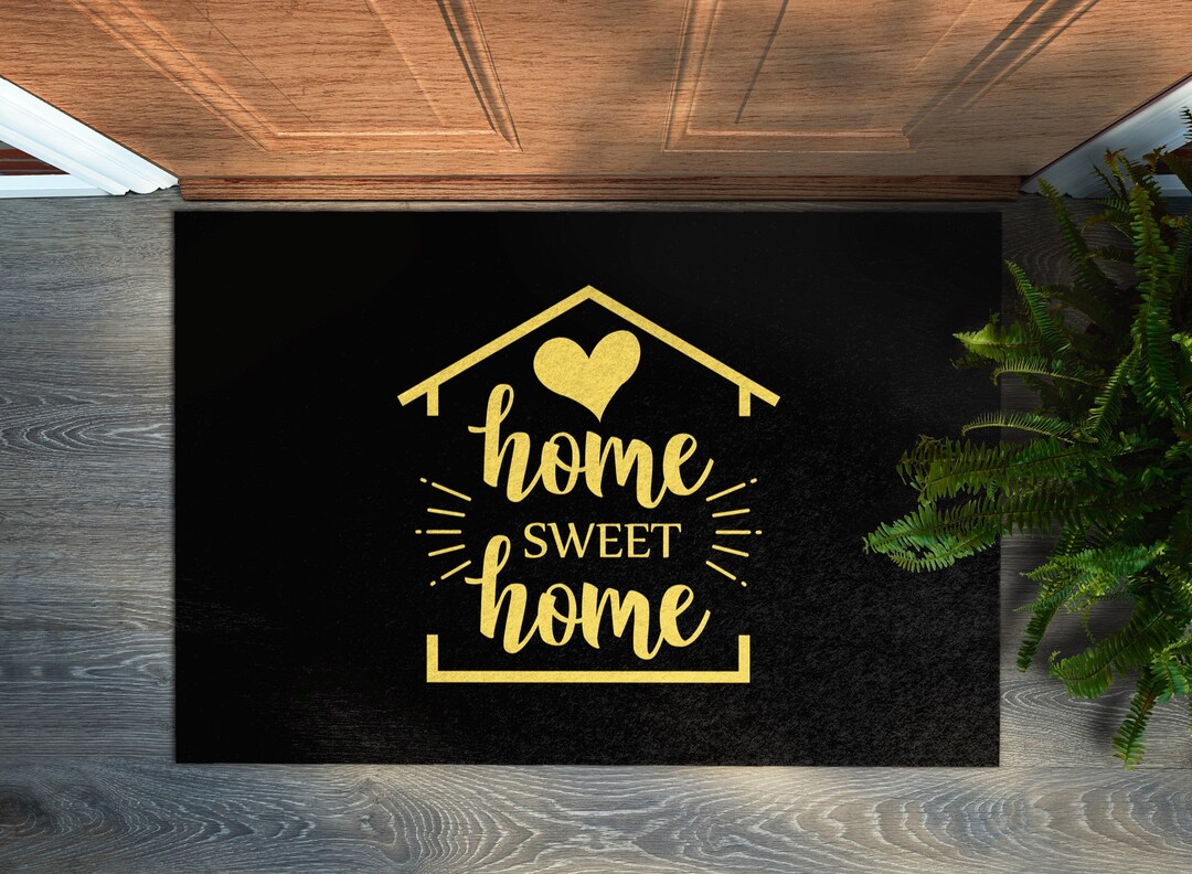 Home Sweet Home Mat, Personalized Doormat, Black Entrance Mat