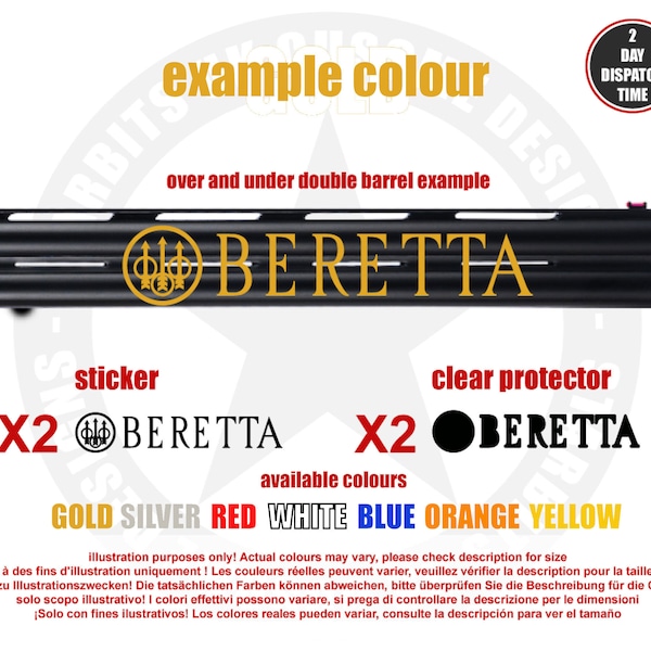 Beretta Vinyl Decal Sticker x2 for application on Shotgun Gun Safe Cabinet Car window BR1