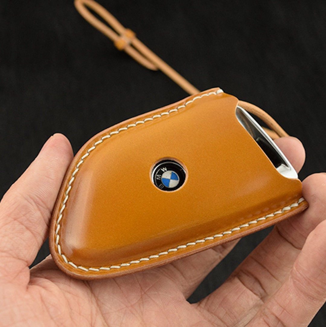 BMW Bespoke Leather Car Key Fob Cover, Cordovan Leather Car Key Remote ... image.
