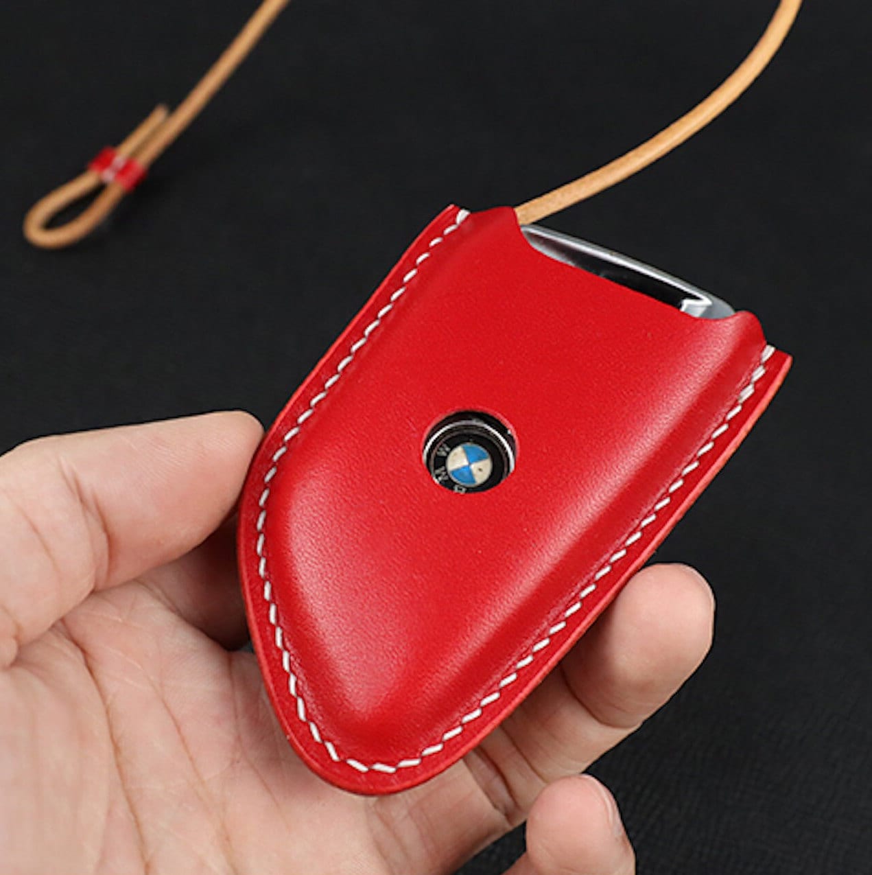 BMW Bespoke Leather Car Key Fob Cover, Cordovan Leather Car Key Remote ...
