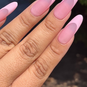 Pink on Pink | Cool Pink base w/ pink french tips | Apres Gel X  | Press ons | Fall | Long round