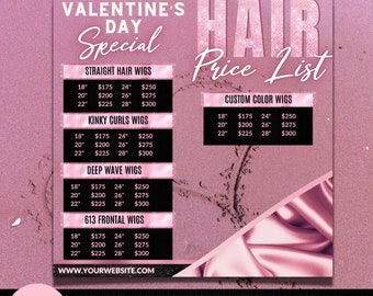 DIY Valentine's Day Hair Price List Flyer Template - Promote Your Sale with Customizable V-Day Flyers
