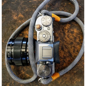 Checkered Black/Silver Acrylic Camera Strap