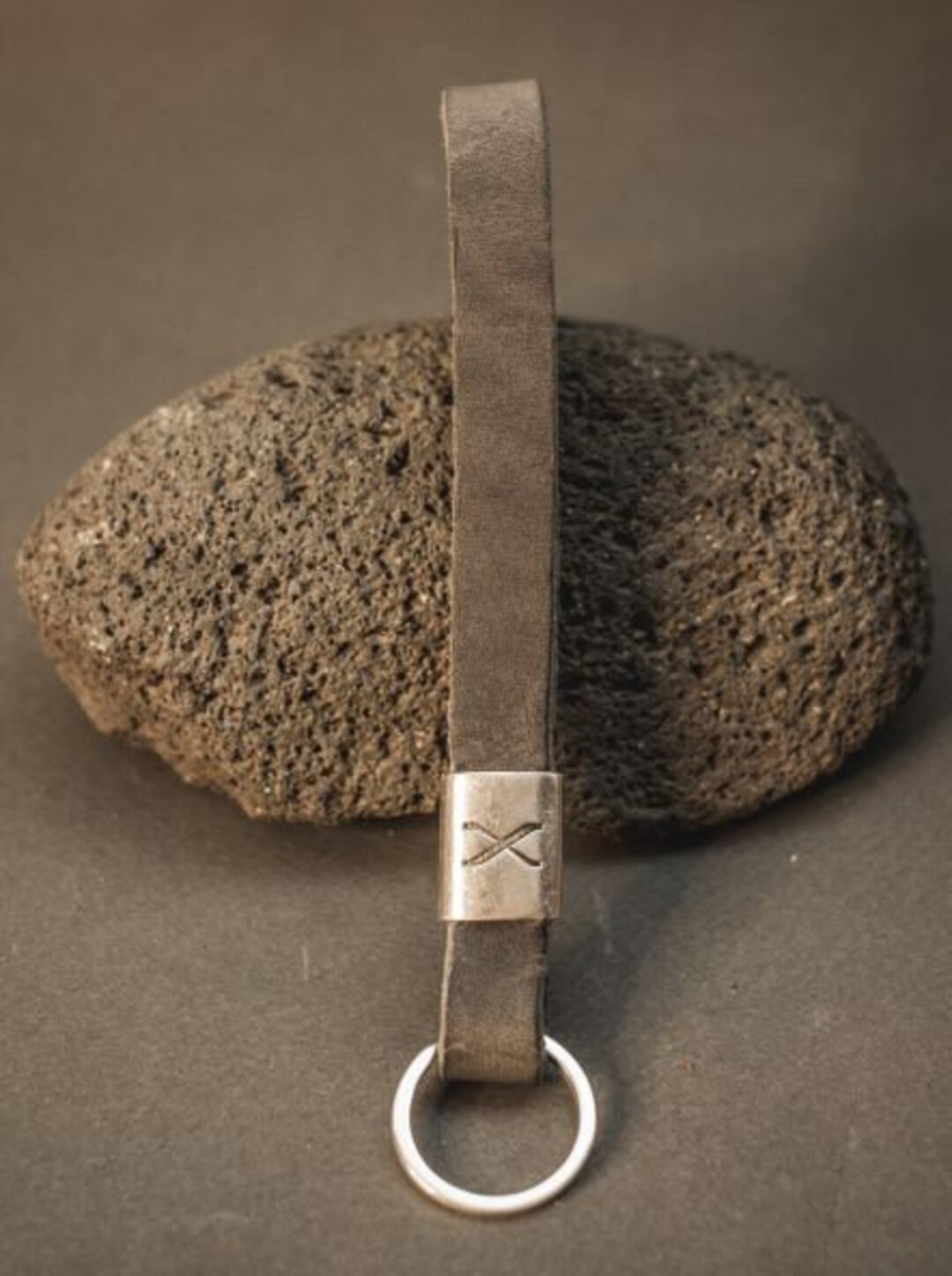 Grey Leather X Keychain - Etsy
