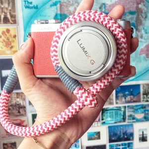 Pink-White Handmade Camera Strap