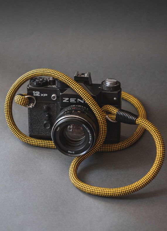 Checkered Yellow/Black Handmade Camera Strap