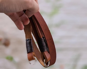 Real Pull-Up Waxed Leather Camera Strap Cognac 15mm