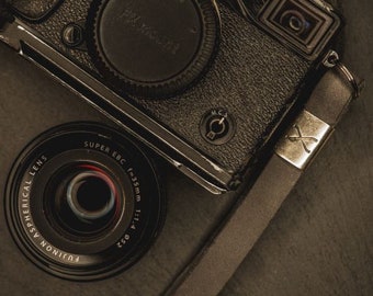 X Leather Camera Strap Grey 15mm - Silver X