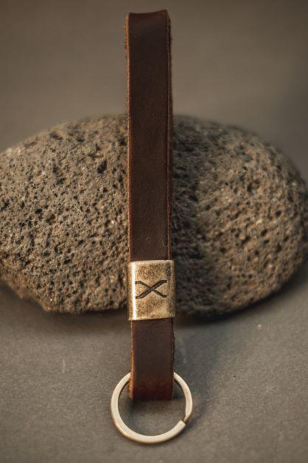 Dark Brown Leather X Keychain - Etsy