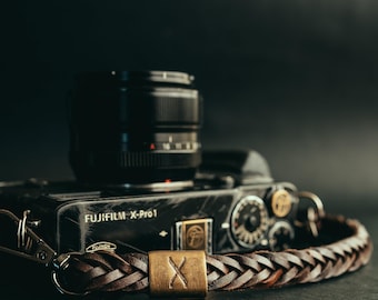 Bronze X- Dark Brown Flat Braided Leather Camera Strap