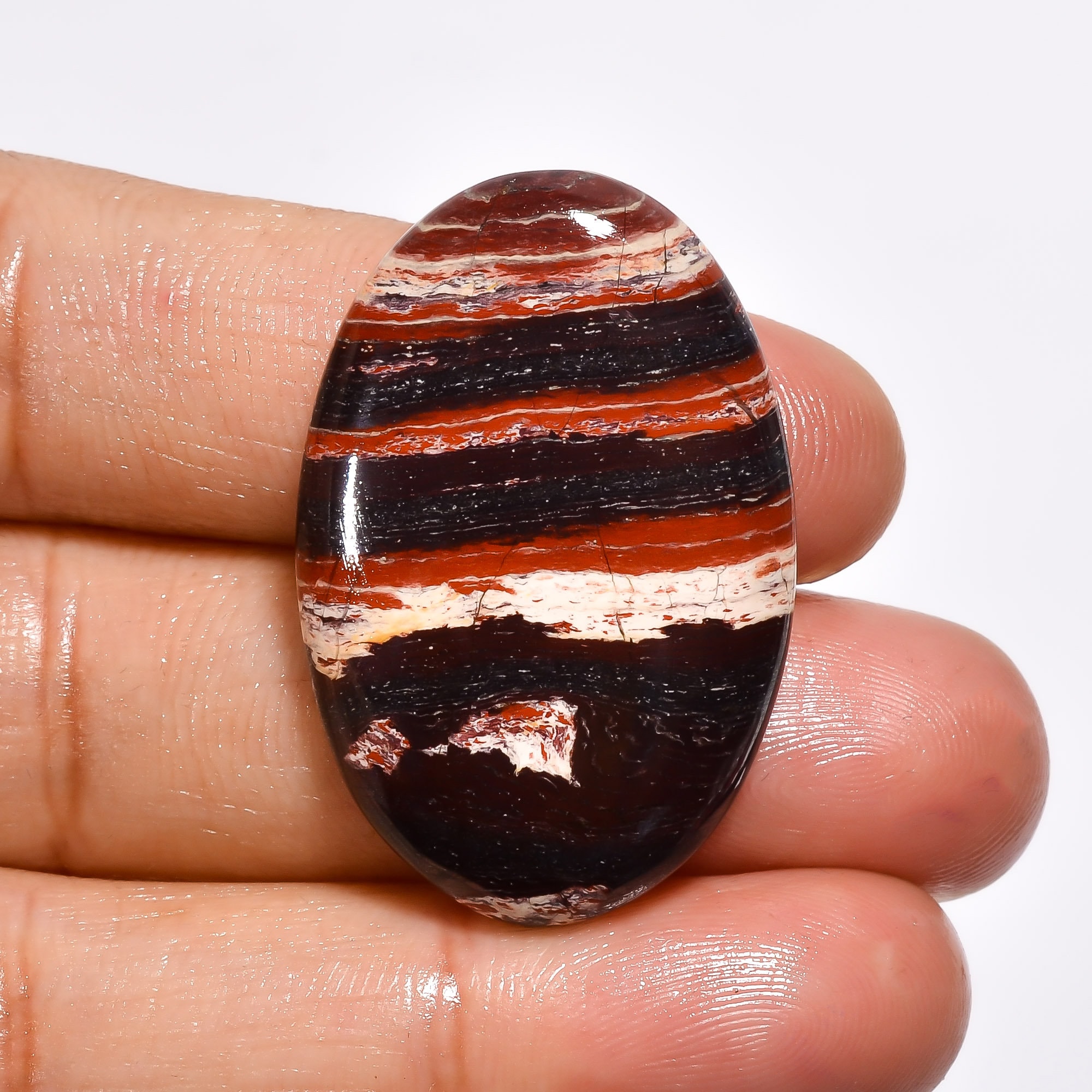 Beautiful Top Grade Quality 100% Natural Snakeskin Jasper Oval Shape Cabochon Loose Gemstone For Making Jewelry 33.5 Ct 34X21X5 mm AK-2783