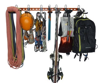 Climbing gear storage rack. Rope storage. GearHooks