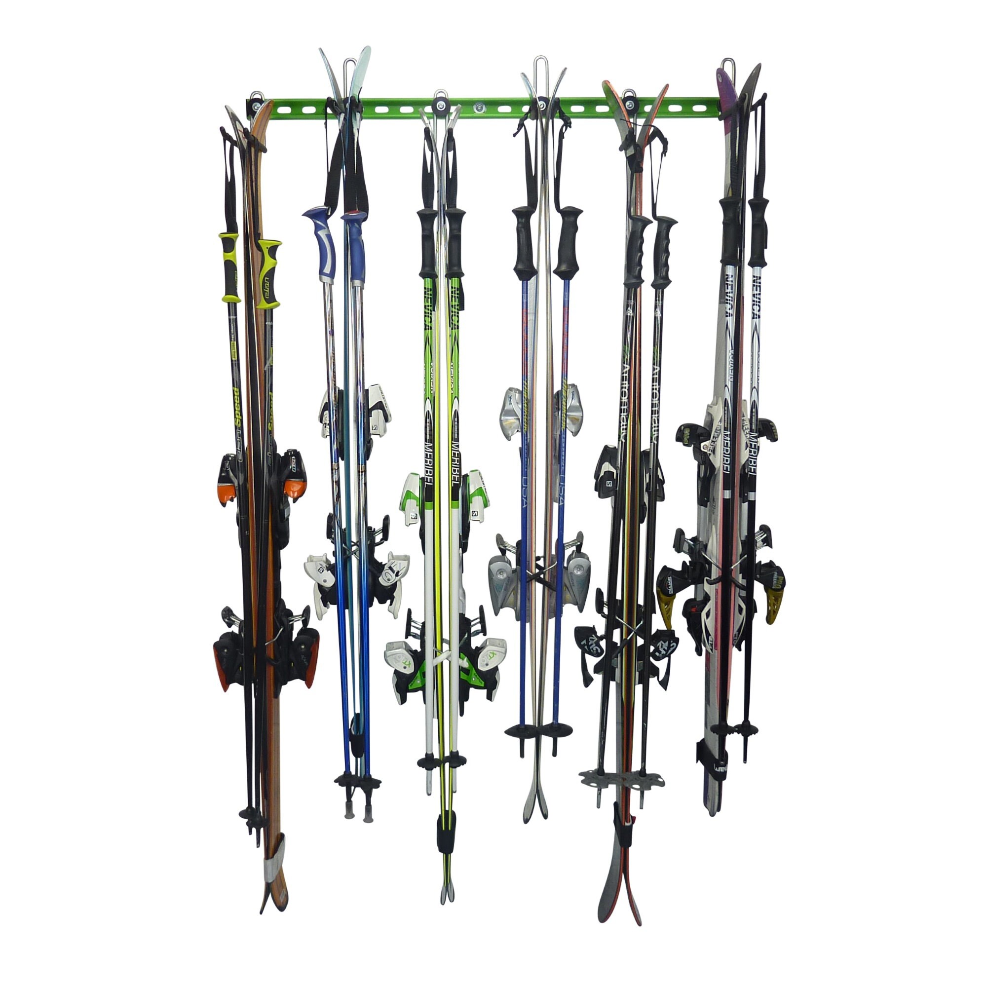 Portasci Da Parete Per Garage - Con 6 Ganci Antiscivolo, Capacità 30-35kg A Gancio, Per Sci, Snowboard E Attrezzatura Sportiva