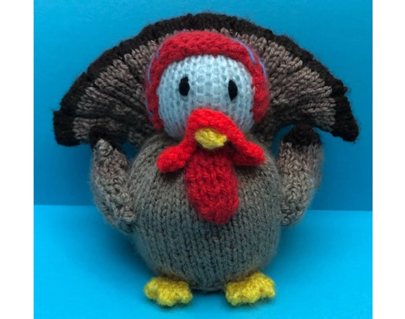 KNITTING PATTERN Wingman Turkey choc orange cover toy image 1