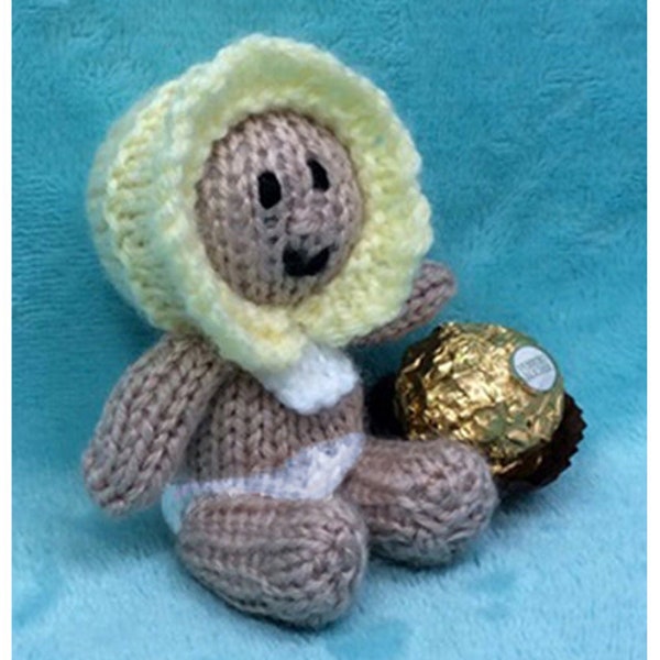 KNITTING PATTERN - Baby chocolate cover favour fits Ferrero Rocher -Baby shower