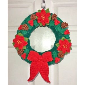 KNITTING PATTERN - Christmas Woodland Holly Wreath Hanging Decoration 22 cms