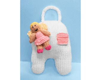 KNITTING PATTERN - Novelty Hanging Tooth Fairy with pillow and pocket Gift