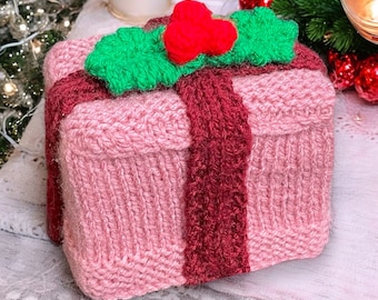 KNITTING PATTERN - Christmas Present Chocolate Orange Box Cover Charity 15cms