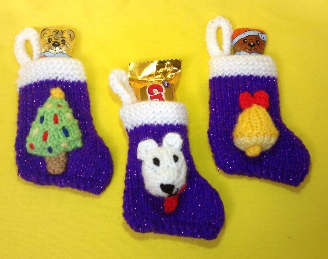 KNITTING PATTERN - Polar Bear, Bell, Tree Christmas Stocking Tree ...