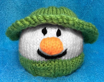 KNITTING PATTERN - Snowman Head choc orange cover /9cm Christmas toy