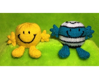 KNITTING PATTERN - Mr Happy & Mr Bump inspired choc orange cover/ 12cms Men toy