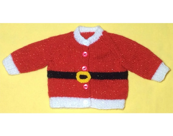PATRON DE TEJIDO Cardigan navideno de Papa Noel para bebe Recien nacido a 3 meses Etsy Mexico