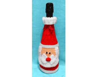 KNITTING PATTERN - Father Christmas / Santa Wine Bottle Drawstring Cover