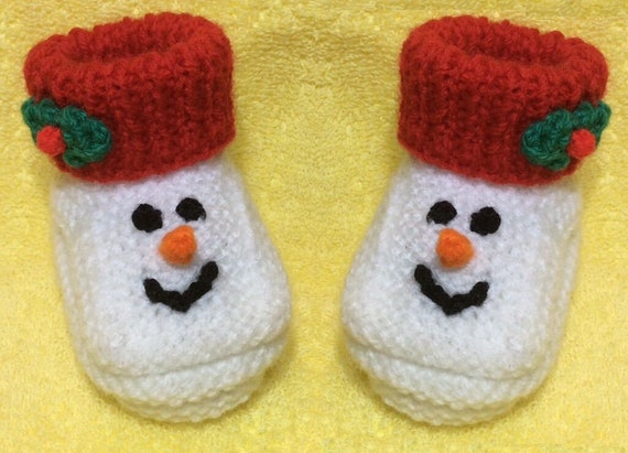 PATRON DE TRICOT Chaussons de bonhomme de neige de Noël