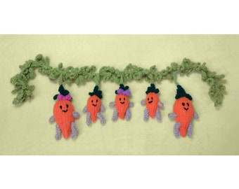 KNITTING PATTERN - Christmas Carrot Garland decoration 1m