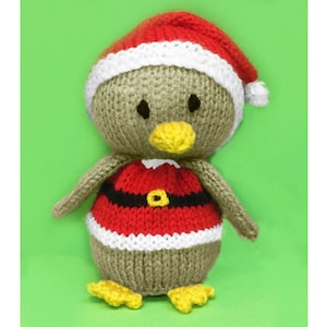 STRICKMUSTER - Santa Robin Schokolade orange Bezug / 15 cm Weihnachtsspielzeug