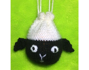 STRICKMUSTER - Ostern Lamm Kordelzug Schaf Tasche 10 cm passt Schoko orange