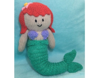 KNITTING PATTERN - Mermaid inspired 38 cms soft toy Princess doll