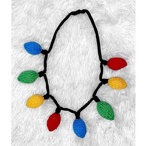 KNITTING PATTERN - Christmas Light Bulb necklace ribbon - great novelty gift