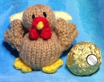 KNITTING PATTERN - Christmas Turkey chocolate cover fits Ferrero Rocher