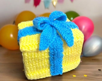 KNITTING PATTERN - Birthday Present Chocolate Orange Box Cover Charity 15cms