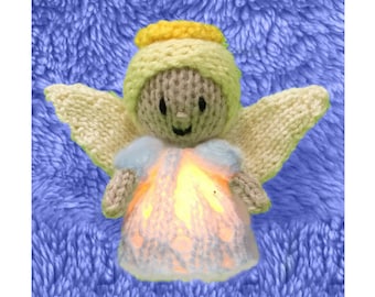 KNITTING PATTERN - Christmas Guardian Angel Tea Light Holder Hanging Decoration