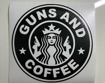 Round HOT PINK Guns and Coffee Sticker (logo starbucks military army funny  female shooting) – American Vinyl Stickers