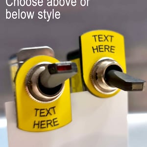 Toggle Switch Label Tags, ( Any HOLE Size ) ( Any TEXT ) Switch Tags, Server Labels, Button Tags