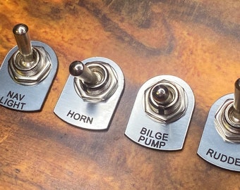 Silver Toggle Switch Plate for Marine Control Panels, Dust and Water Resistant