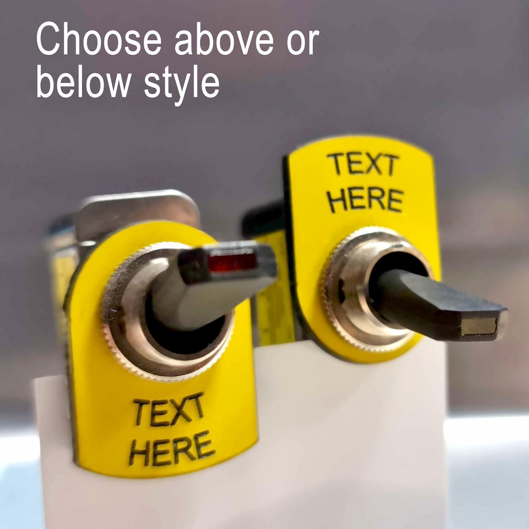 Toggle Switch Label Tags, Any HOLE Size Any TEXT Switch Tags, Server
