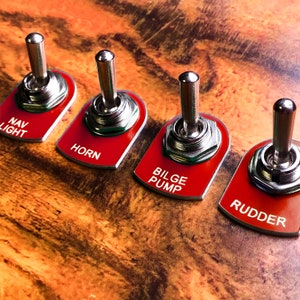 Red Marine Boat Toggle Switch Nameplate with Dust and Water Resistance