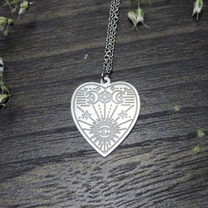 Dreifache Mondgöttin Halskette, Pentagramm Kette, alles sehendes Auge, Geschenk für Frau, Gothic Geschenk, Pentagramm