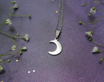 Crescent Moon Necklace, Celestial Necklace, Stainless Steel, Crescent Moon, Moon Jewelry, Boho, Gift Idea, Witchy