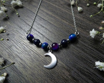 Galaxy Moon Necklace, Galaxy Necklace, Crescent Moon Necklace, Stainless Steel, Protection, Motivation.