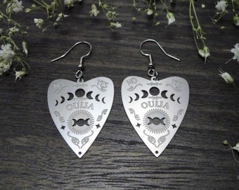 Ouija moon phase earrings, stainless steel, triple goddess, witchy gifts for her, witchy earrings, gothic witchy jewelry, valentines gift