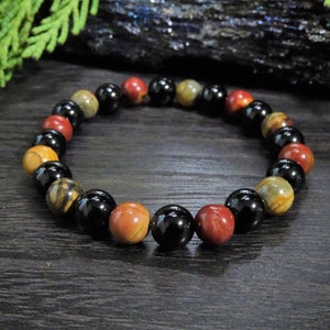 Beaded gemstone bracelet, mens bracelet, women&#39;s bracelet, protection bracelet, valentines gift for him, valentines gift for her.